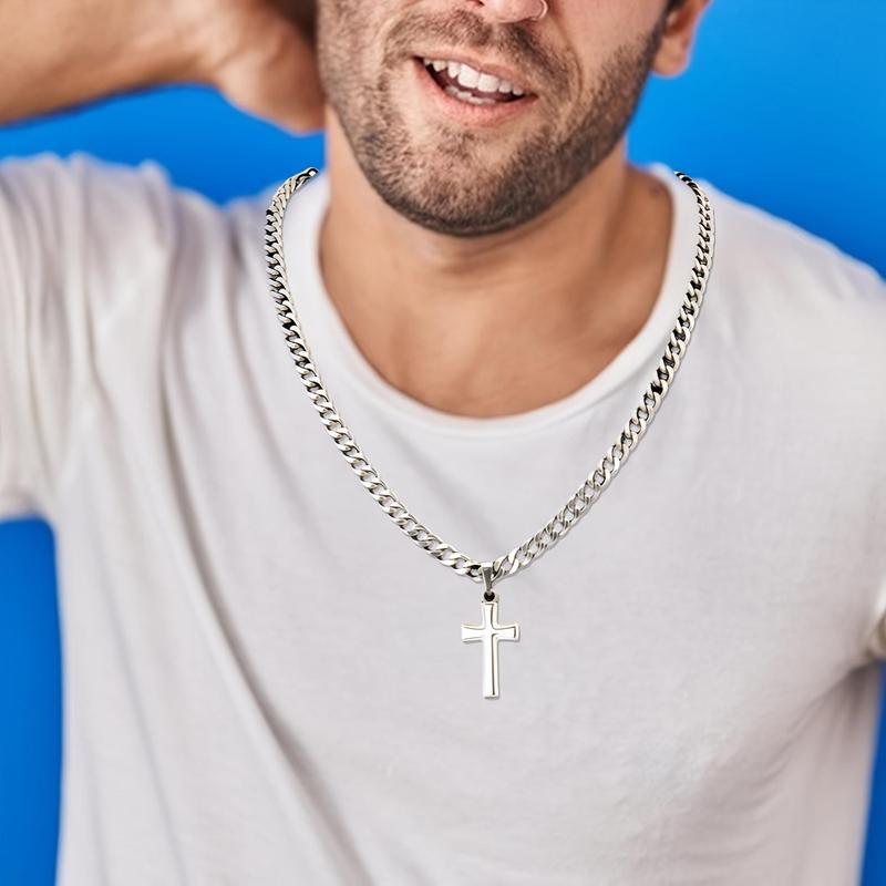 "to My Son" Stainless Steel Cross Pendant Necklace