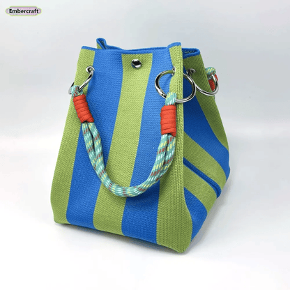 Blue-green stripes,15cm x 16cm x 22cm