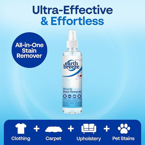 One Solution - Removes Virtually All Household Stains – No Harsh Chemicals – Ultra-Effective Tough Stain Eliminator – 4fl oz.