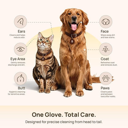 BFF PETS Deodorizing Cat & Dog GroomingGlove Wipes