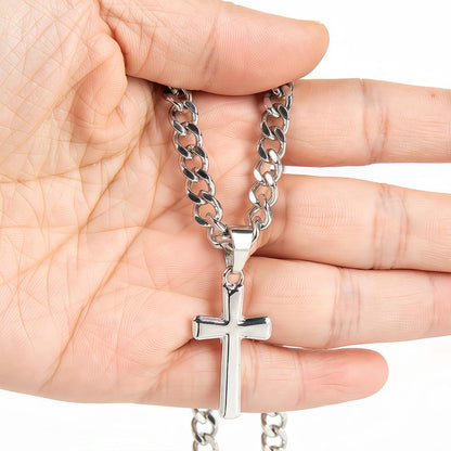 "to My Son" Stainless Steel Cross Pendant Necklace