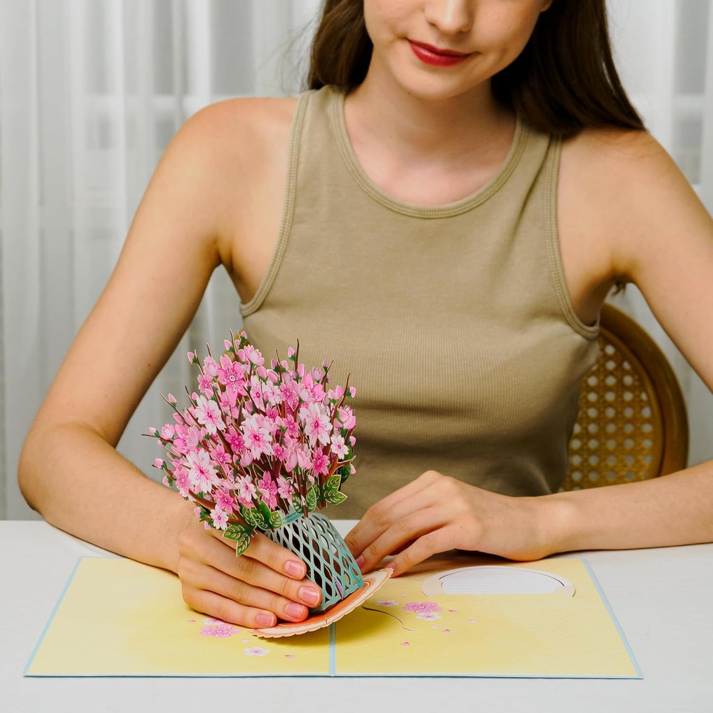 3D Cherry Blossom Flower Bouquet Pop Up Card