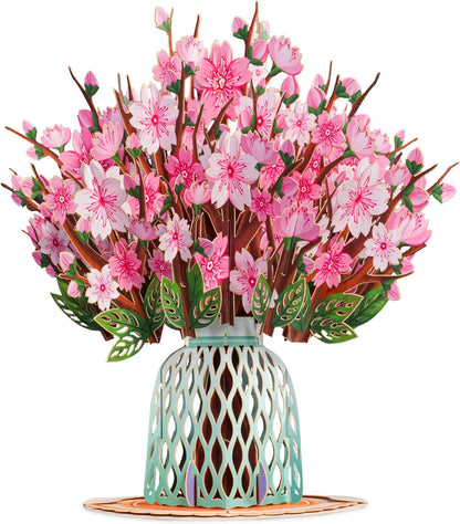 3D Cherry Blossom Flower Bouquet Pop Up Card
