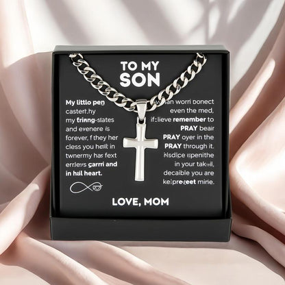 "to My Son" Stainless Steel Cross Pendant Necklace