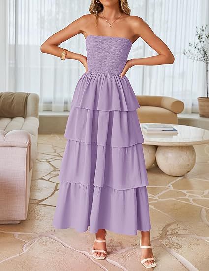 2026 New Sleeveless Off-Shoulder Gathered Layered Strapless Long Vest Dress