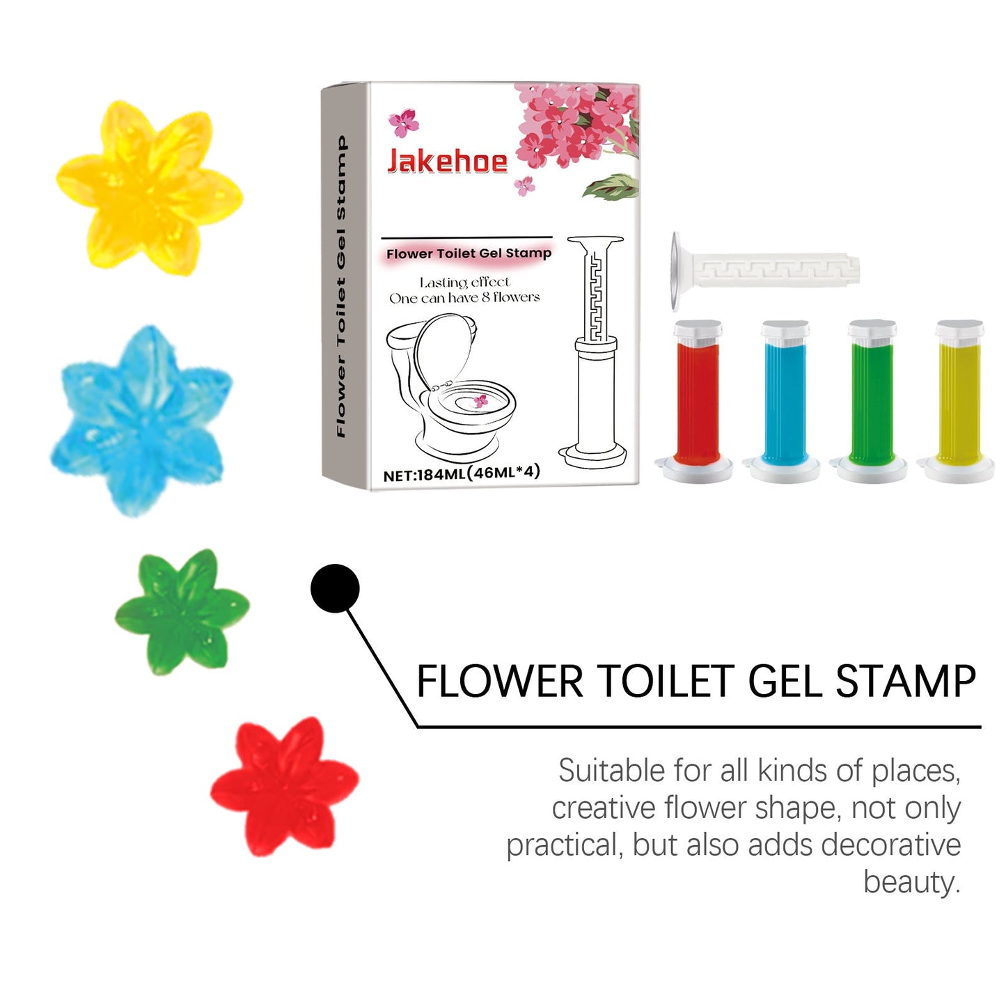 Toilet Gel Deodorant Flower 46ML × 4 + Applicator Rod × 1,🔥🔥Buy 3 get 1 free💥15 $/piece