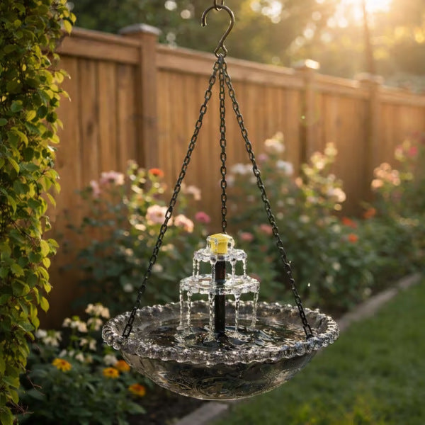 Solar Waterfall Bird Bath Fountain