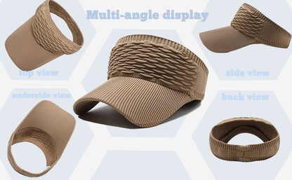 2-Pack Women’s Open-Top Breathable UV-Protection High-Ponytail Sun Visor