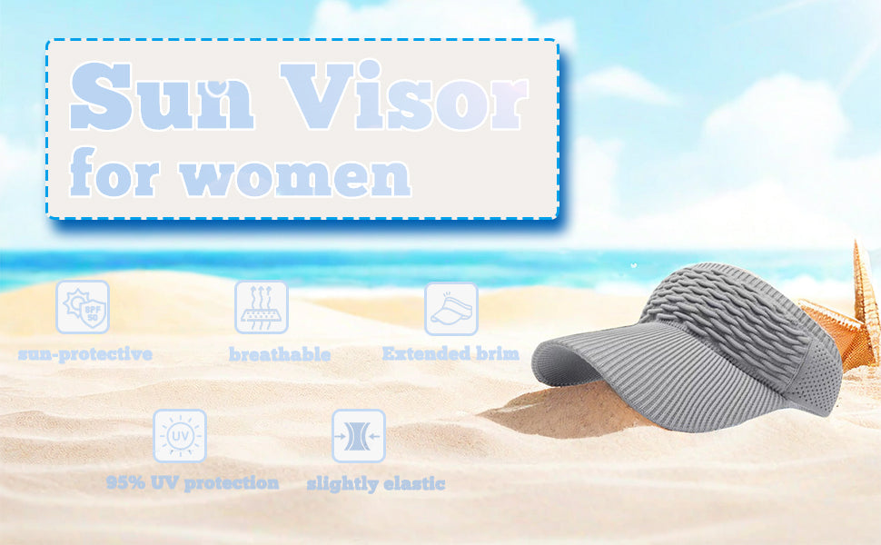 2-Pack Women’s Open-Top Breathable UV-Protection High-Ponytail Sun Visor